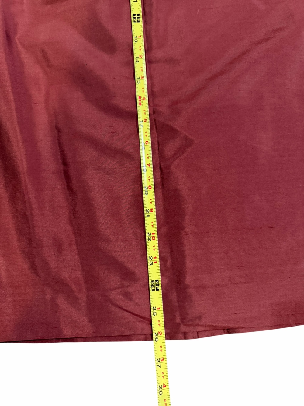 Travis Ayers 100% Silk Dupioni Pencil Skirt Size 16 Burgundy Wine - Picture 6 of 8